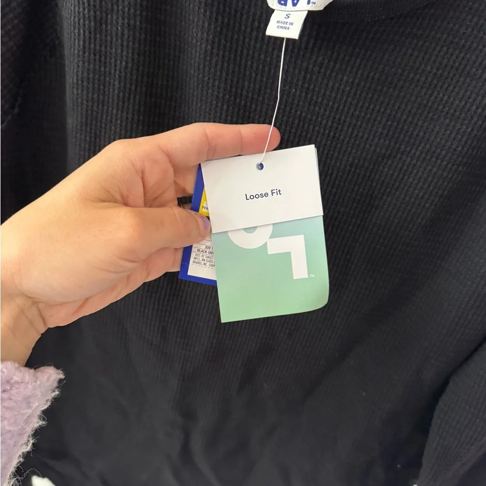 Joylab Black Waffle High Low Long Sleeve NWT Small - Picture 4 of 5